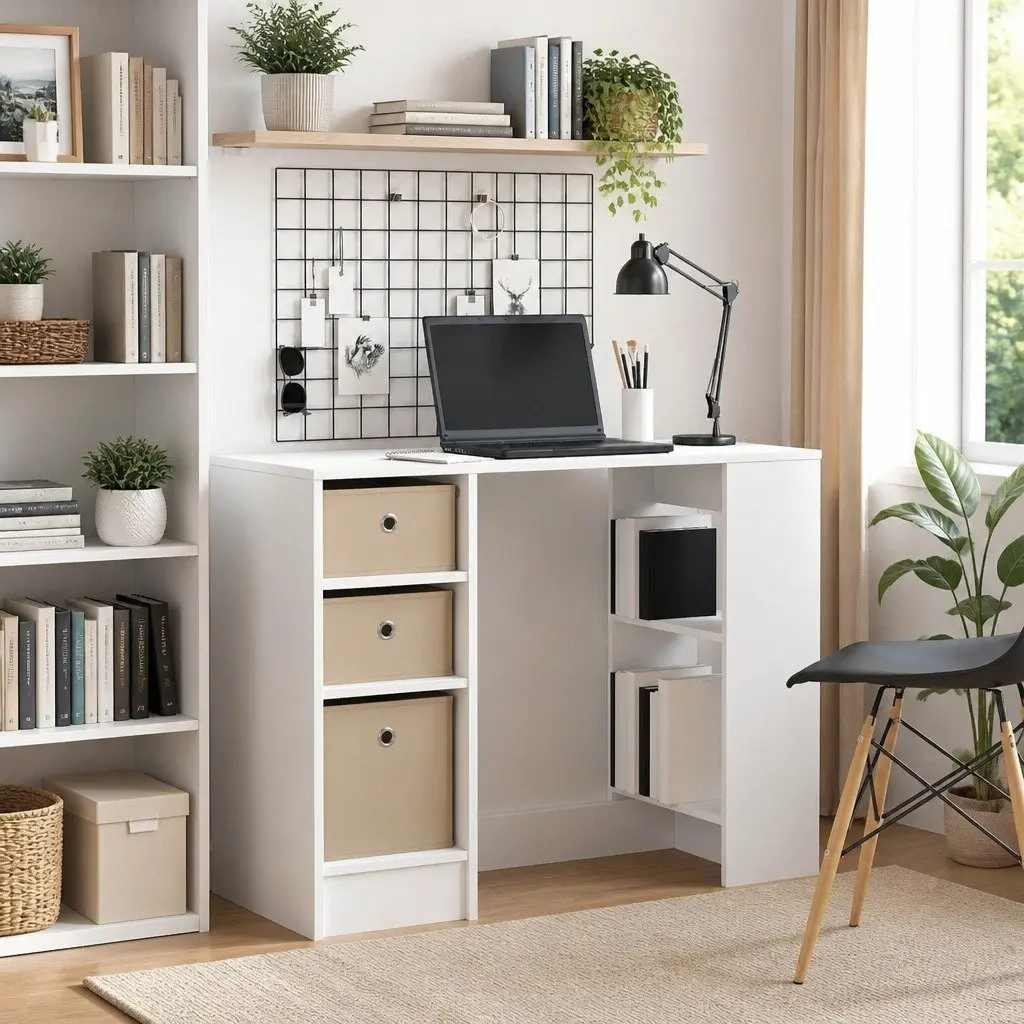 Rectangular Writing Desk Home Office 100x40x75cm White Engineered Wood Furniture
