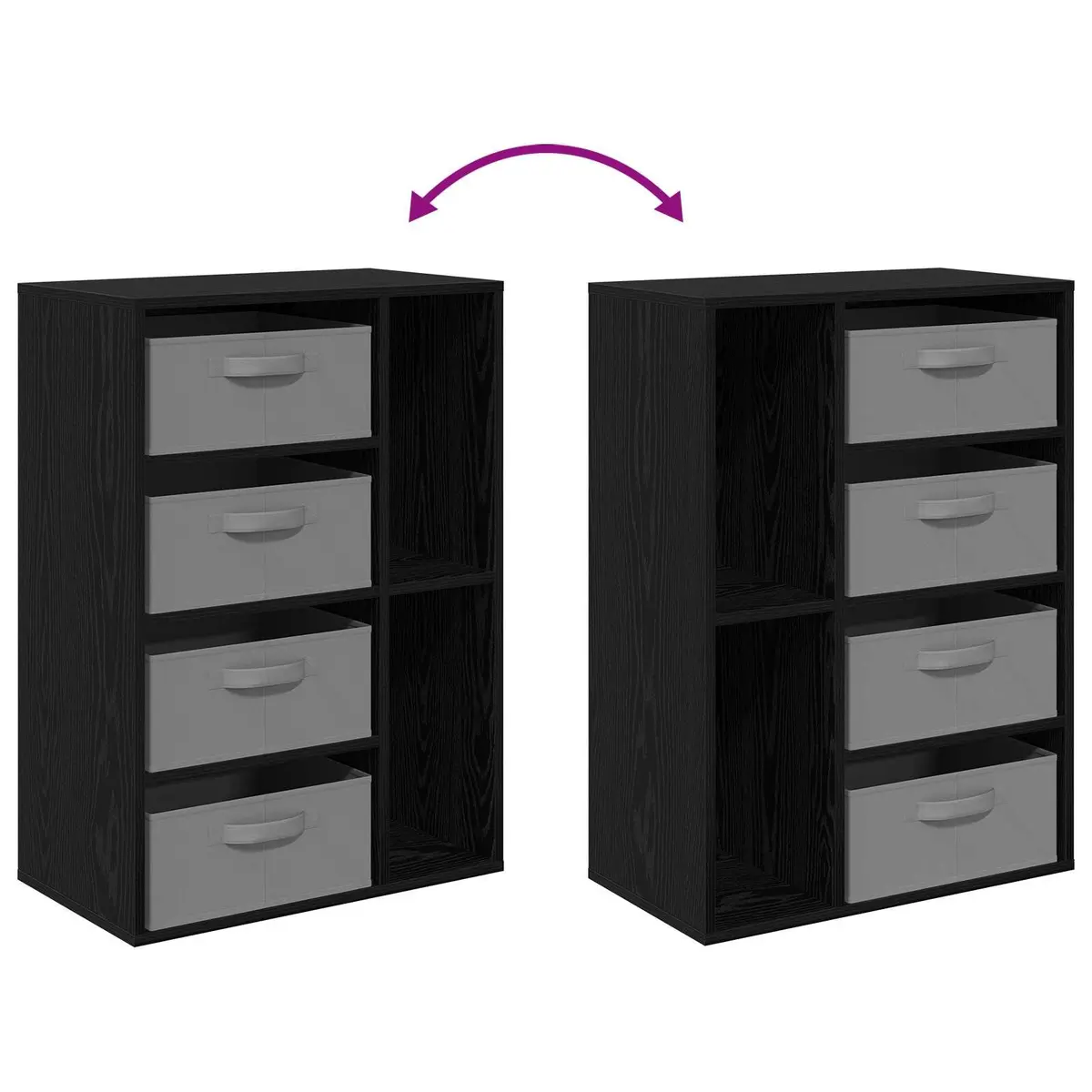 Modern Sideboard Storage Cabinet Black Oak Living Room Dining Furniture Shelving