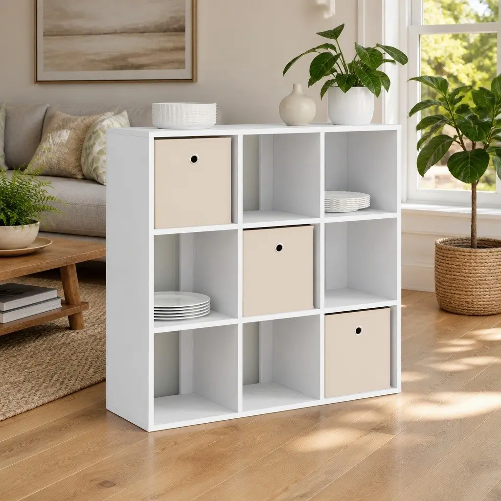 White Sideboard Storage Cabinet 88.5 x 29 x 84.5 cm Living Room Buffet Furniture