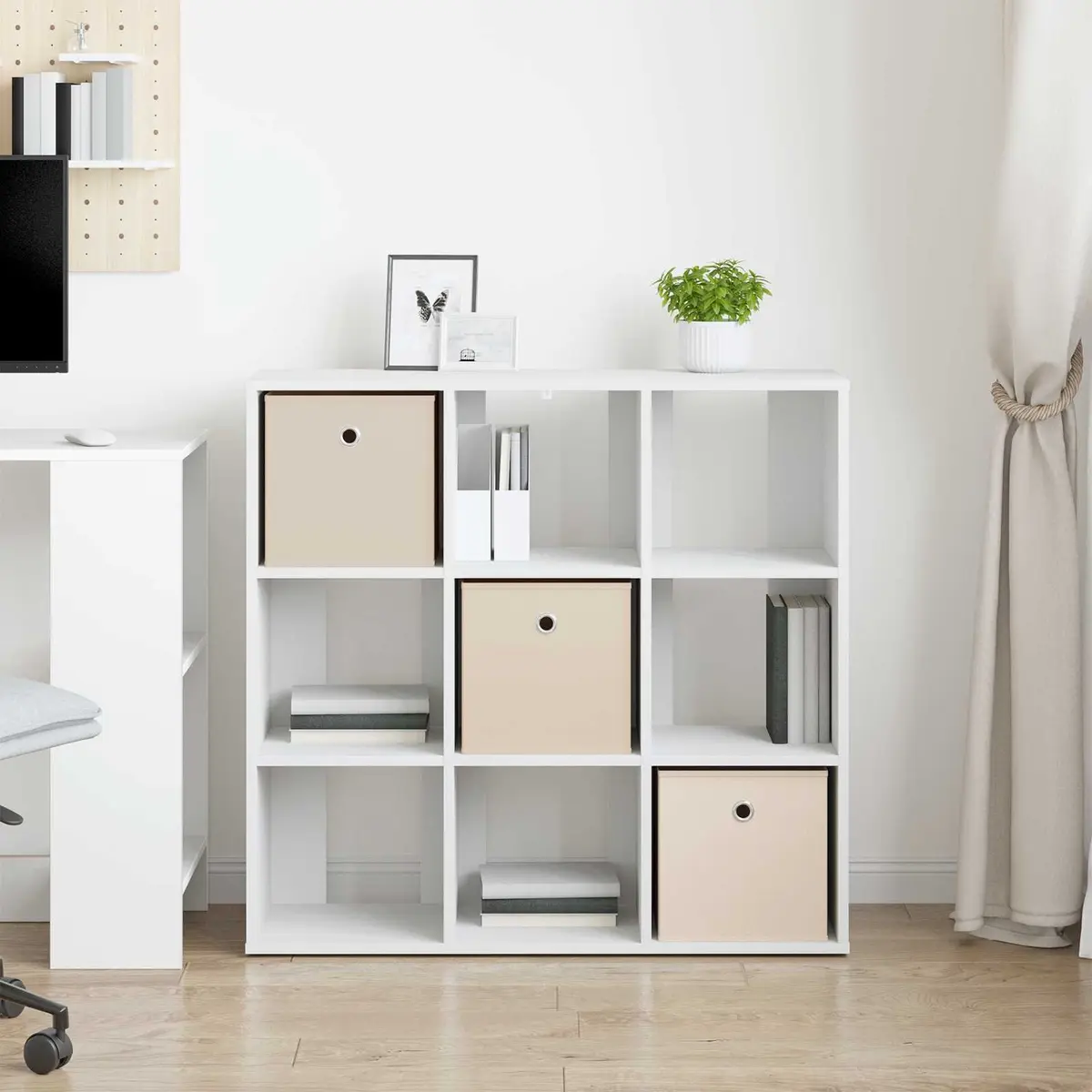 White Sideboard Storage Cabinet 88.5 x 29 x 84.5 cm Living Room Buffet Furniture