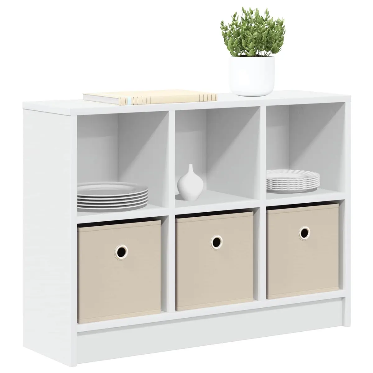 Sideboard Storage Cabinet Freestanding Engineered Wood Living Room White 73.5 x 22.5 x 53.5 cm