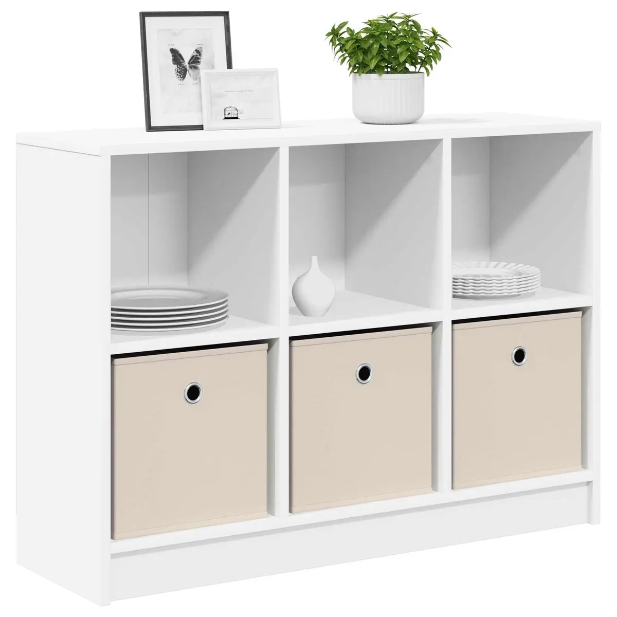 Sideboard Freestanding Storage Cabinet Living Room Hallway White 88.5 x 27.5 x 63.5 cm