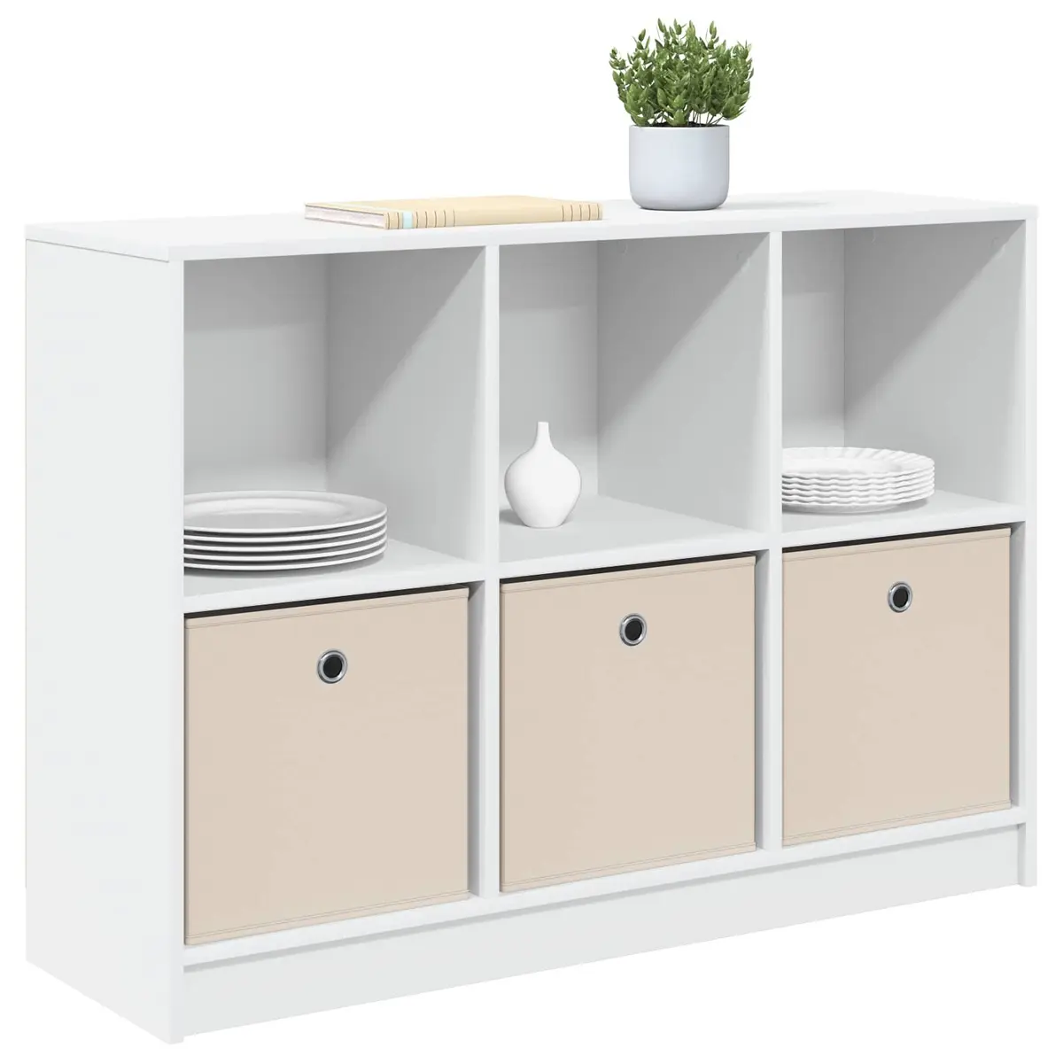 Sideboard Storage Cabinet Modern Living Room Hallway White 102 x 32 x 73.5 cm