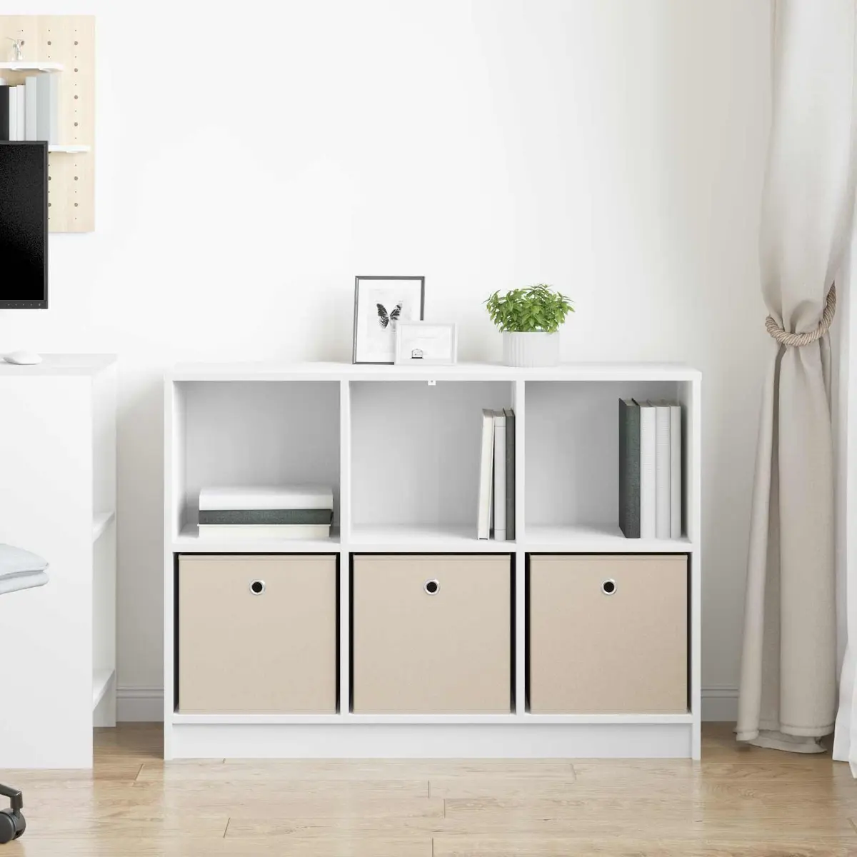 Sideboard Storage Cabinet Modern Living Room Hallway White 102 x 32 x 73.5 cm