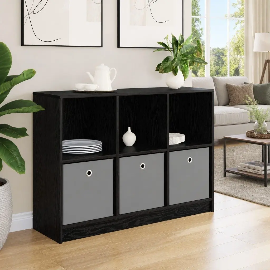 Sideboard Storage Cabinet Black Oak Modern Living Room Furniture 102 x 32 x 73.5 cm