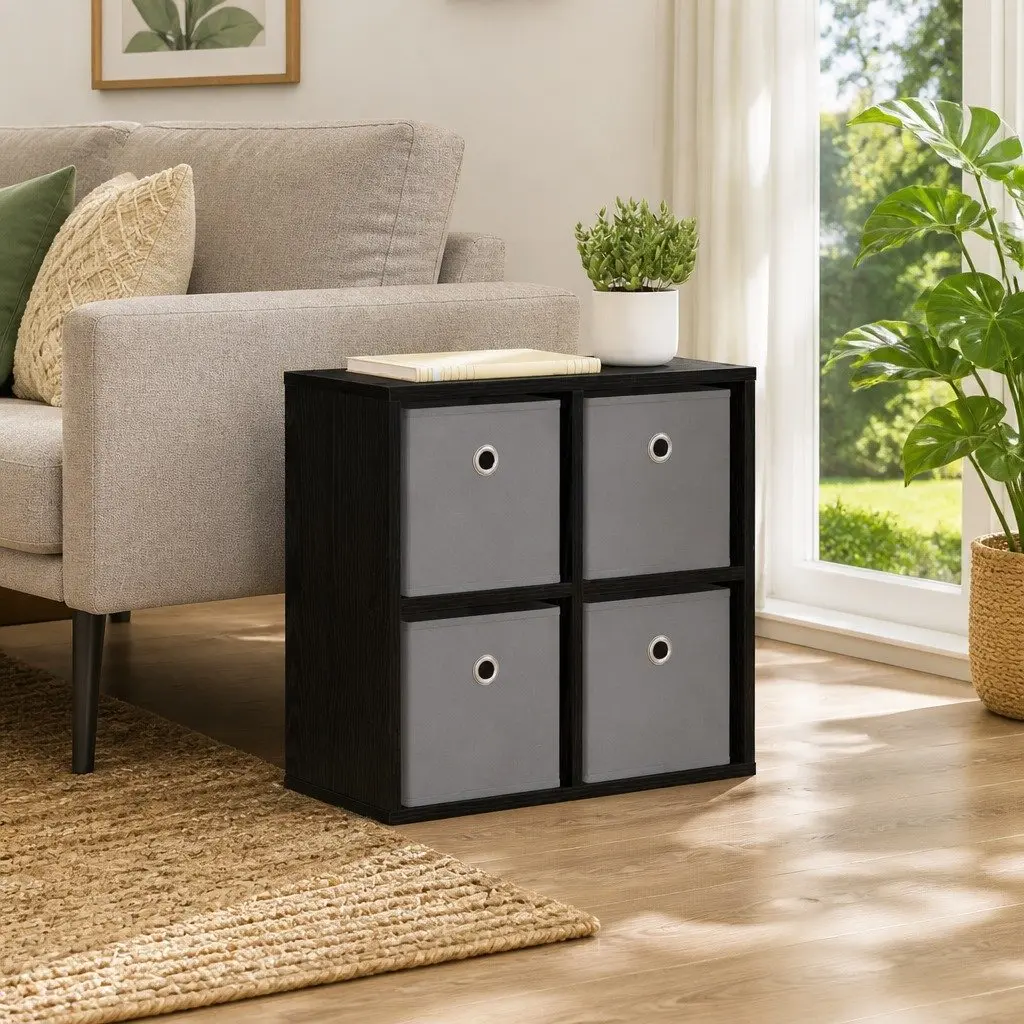 Sideboard Black Oak Storage Cabinet Living Room Buffet 49.5 x 22 x 47 cm