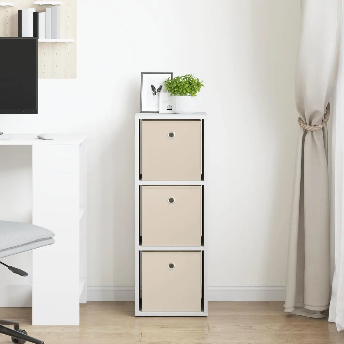 Sideboard Modern Storage Cabinet with Drawer Shelves 30.5 x 27 x 84.5 cm White