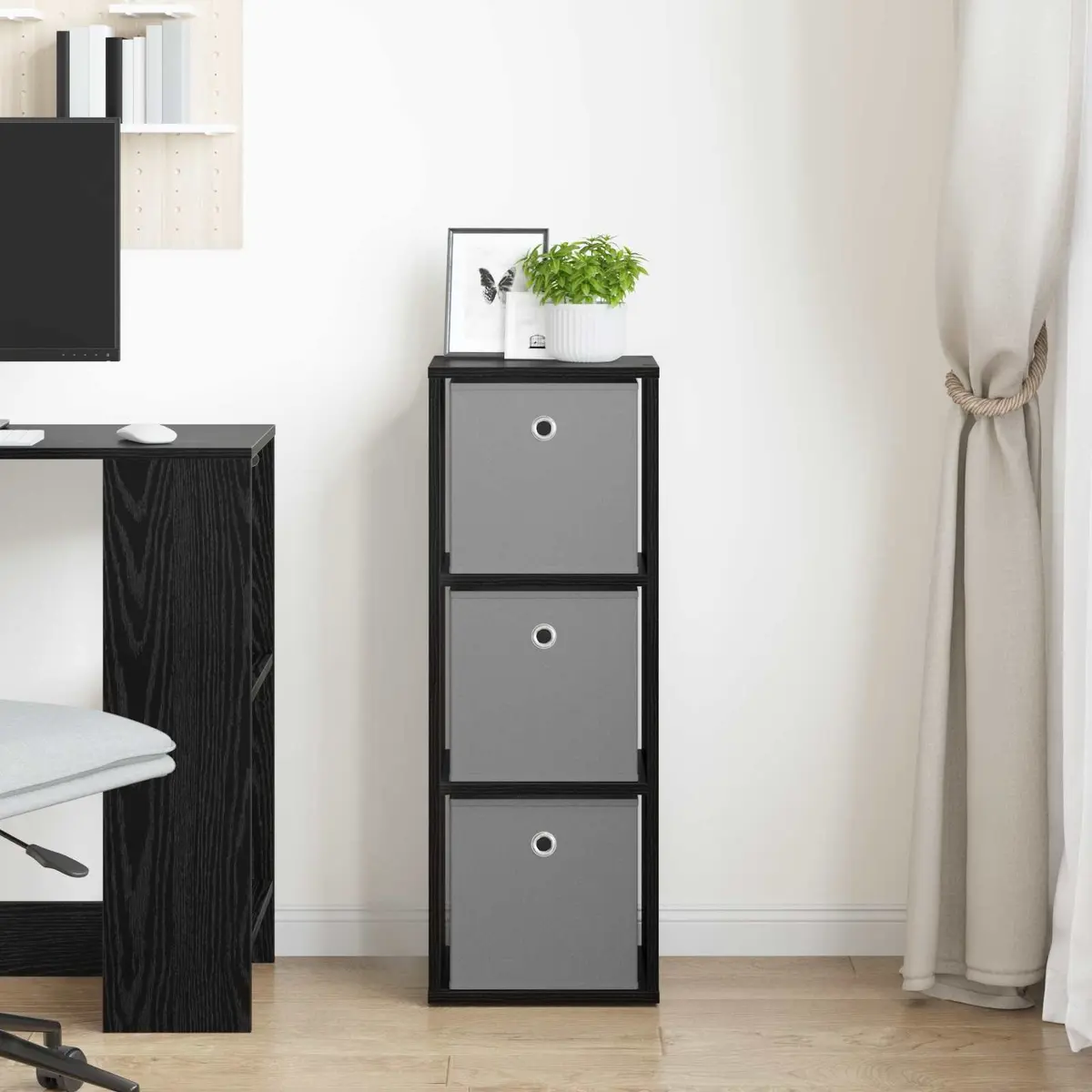 Sideboard with Drawer Black Oak Modern Storage Cabinet Living Room Furniture