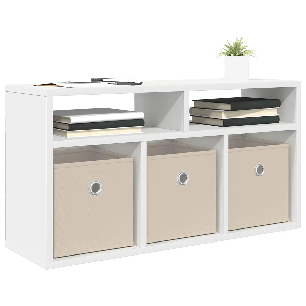 White Lowboard TV Unit with Drawer Modern Living Room Storage Furniture 72cm