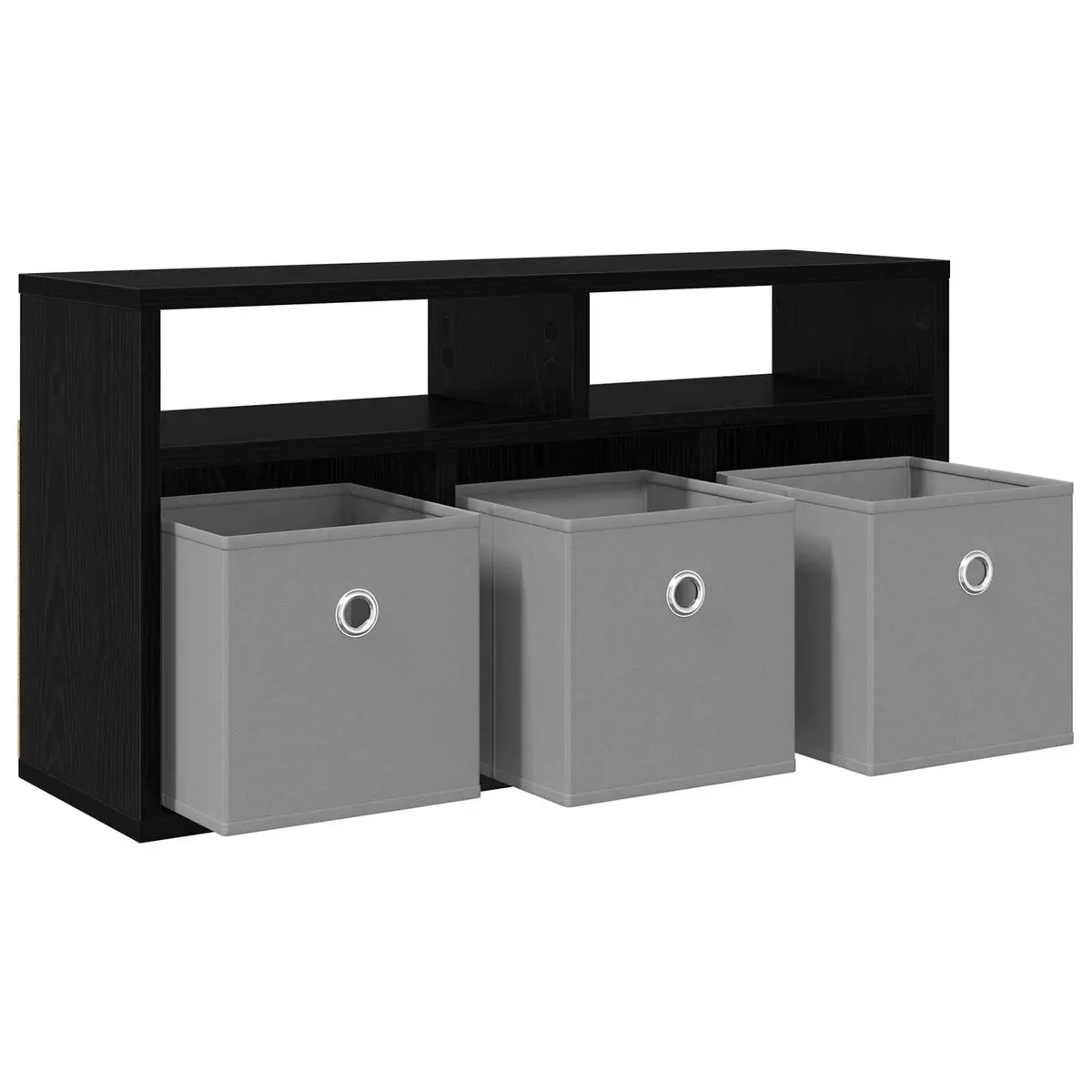 Black Oak Lowboard TV Unit with Storage