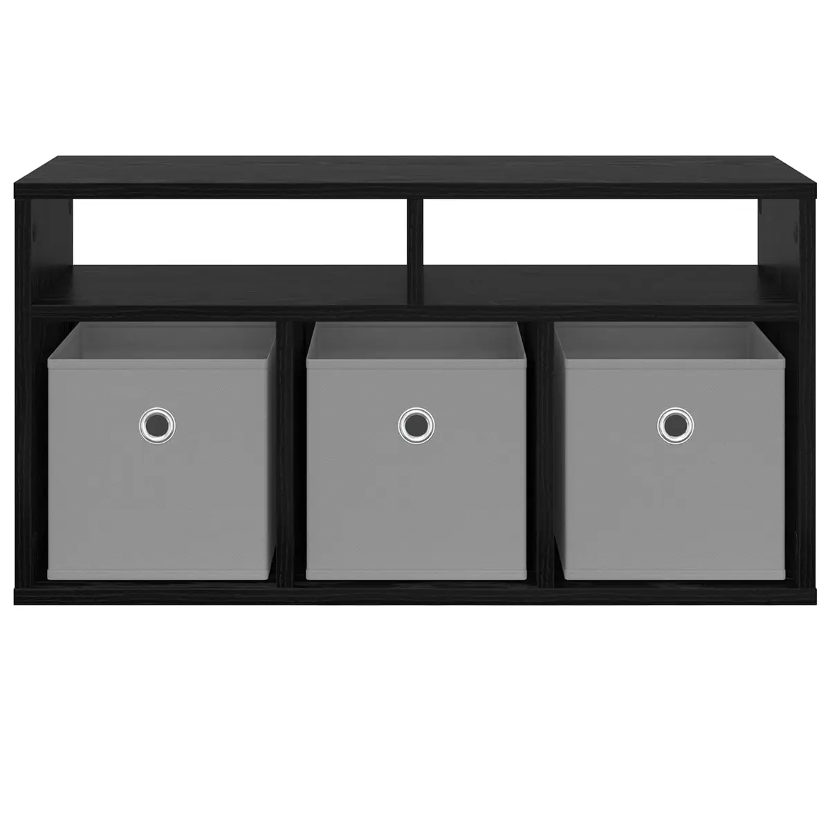 Black Oak Lowboard TV Unit with Storage