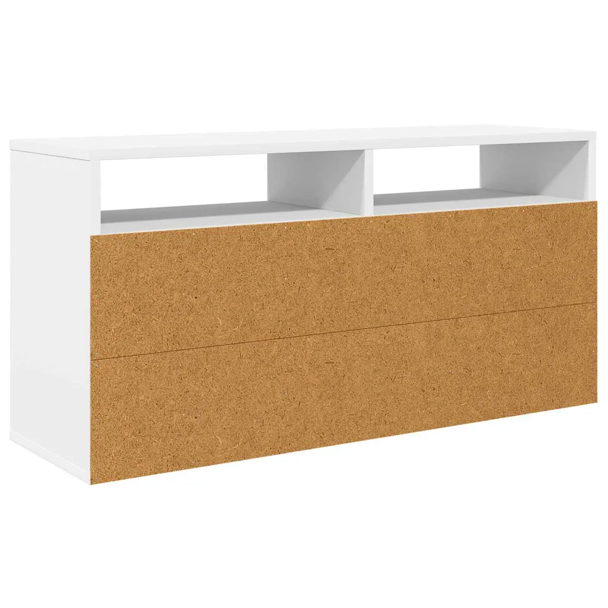 White Lowboard TV Unit with Drawer Modern Living Room Storage Organizer