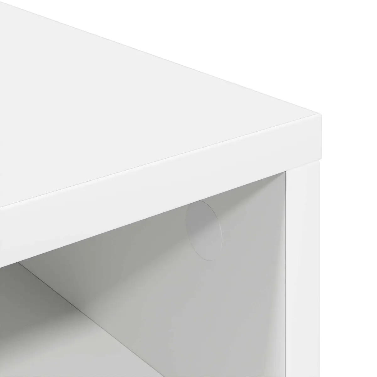 White Lowboard TV Unit with Drawer Modern Living Room Storage Organizer