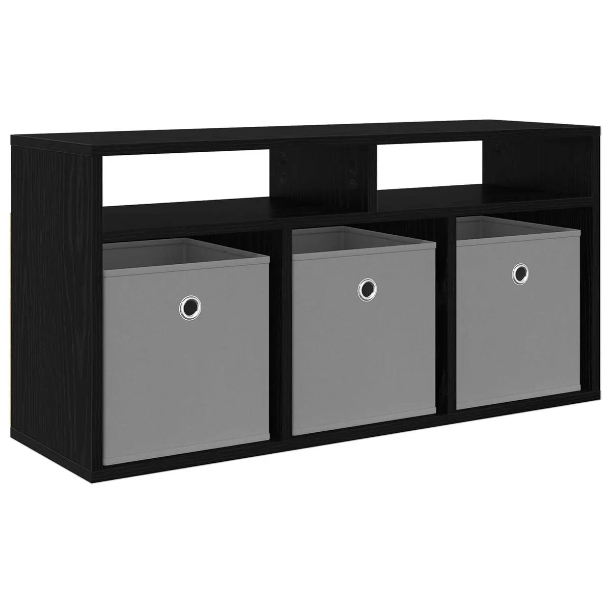 Lowboard TV Unit Storage Cabinet 87cm Black Oak Modern Living Room
