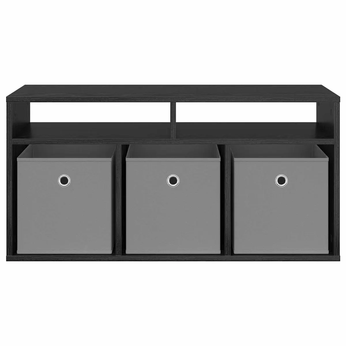 Lowboard TV Unit Storage Cabinet 87cm Black Oak Modern Living Room