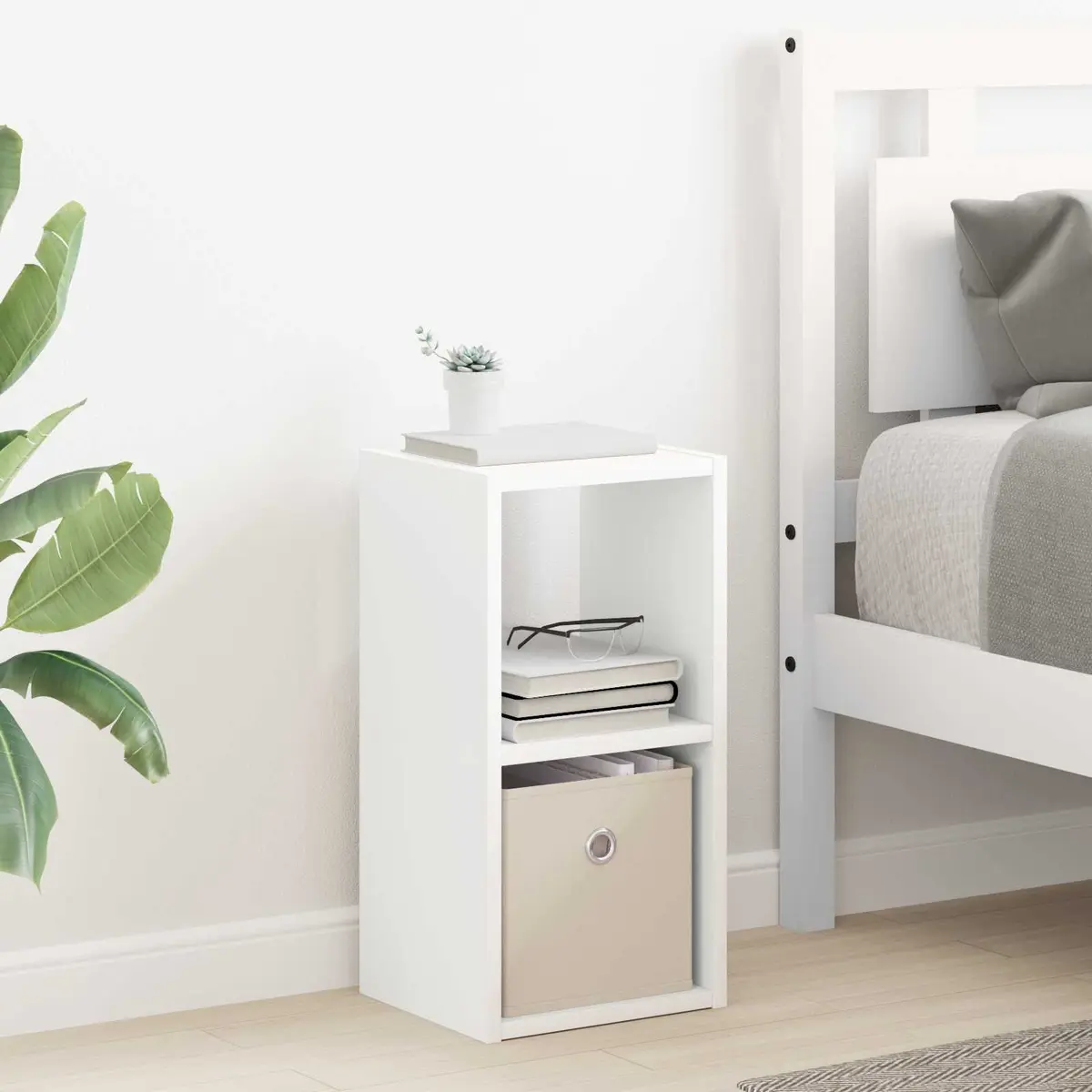 Bedside Table 2 pcs White 25.5 x 22 x 49.5 cm Engineered Wood Modern Nightstand