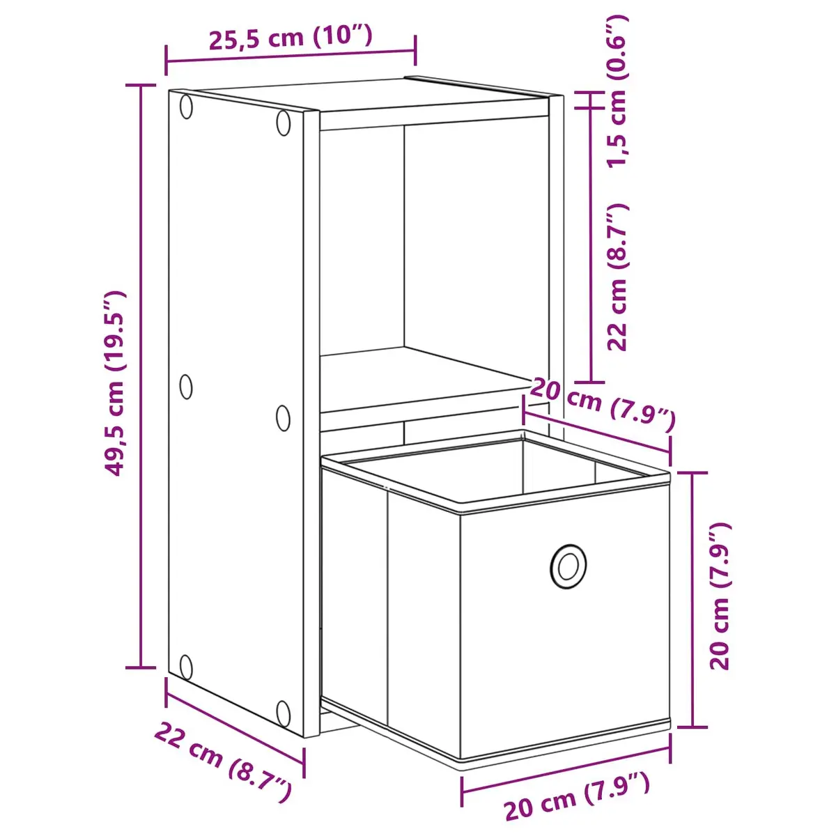 Black Bedside Table with Storage Drawer