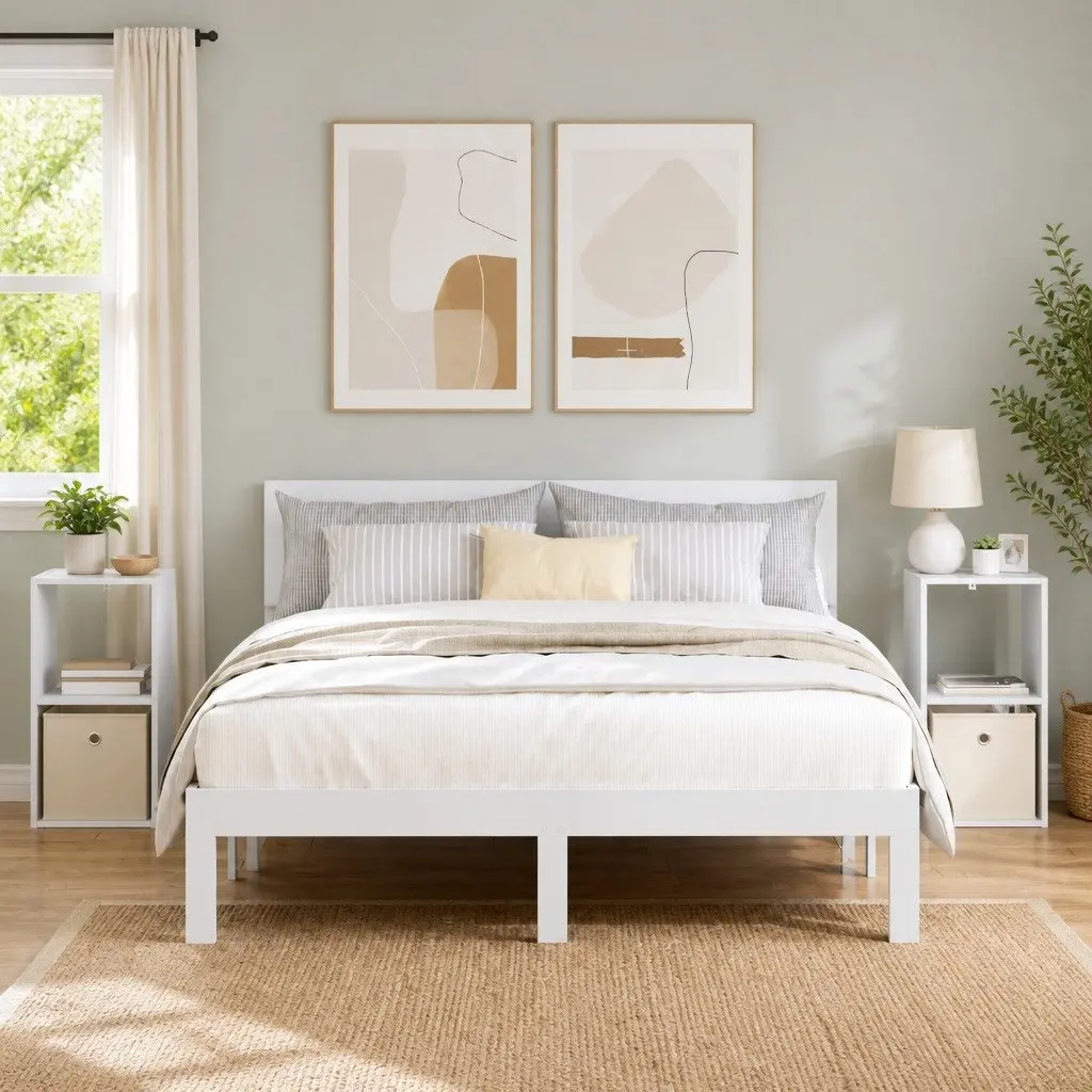 Bedside Table 2 pcs Storage Drawers 30.5 x 27 x 59.5 cm White