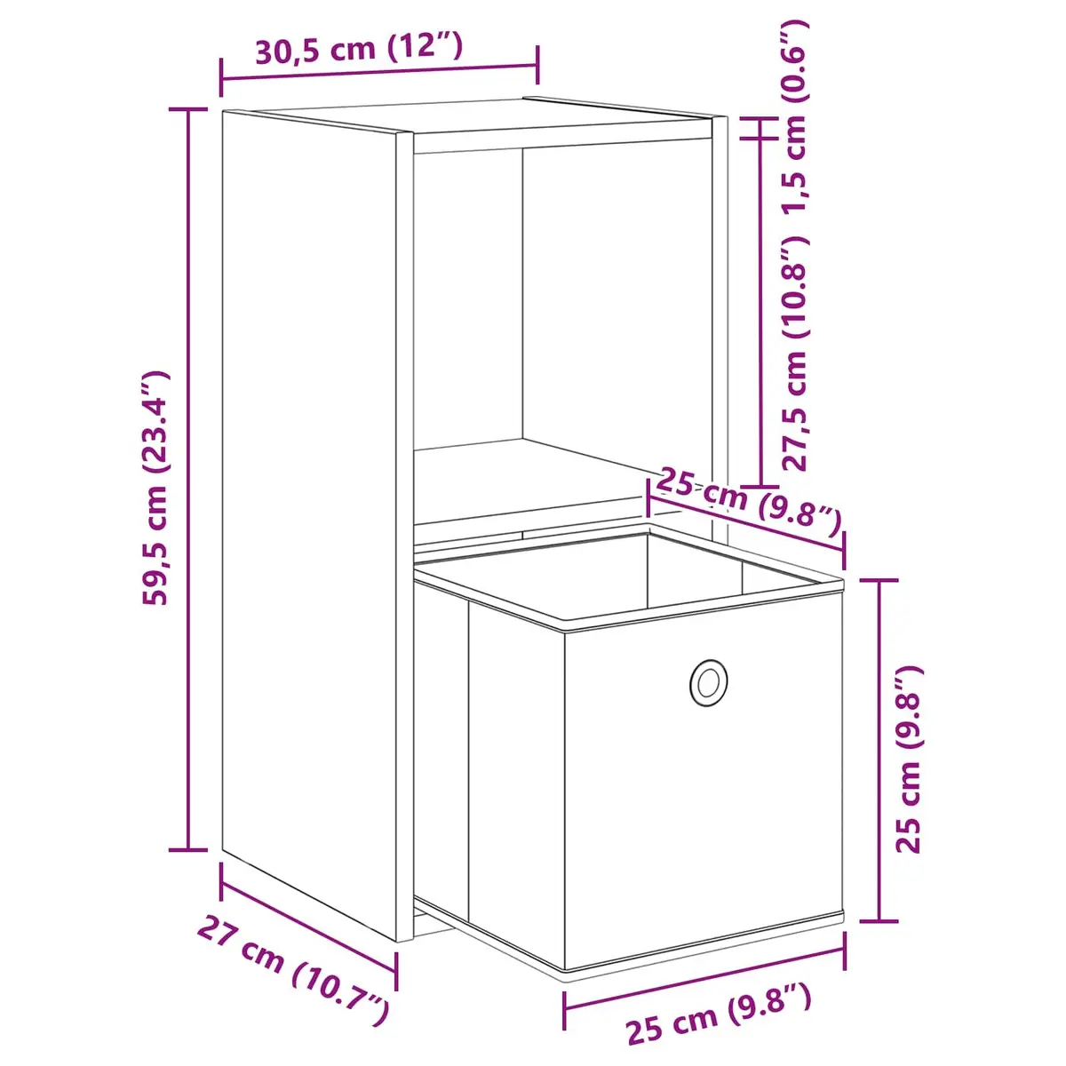 Bedside Table 2 pcs Storage Drawers 30.5 x 27 x 59.5 cm White
