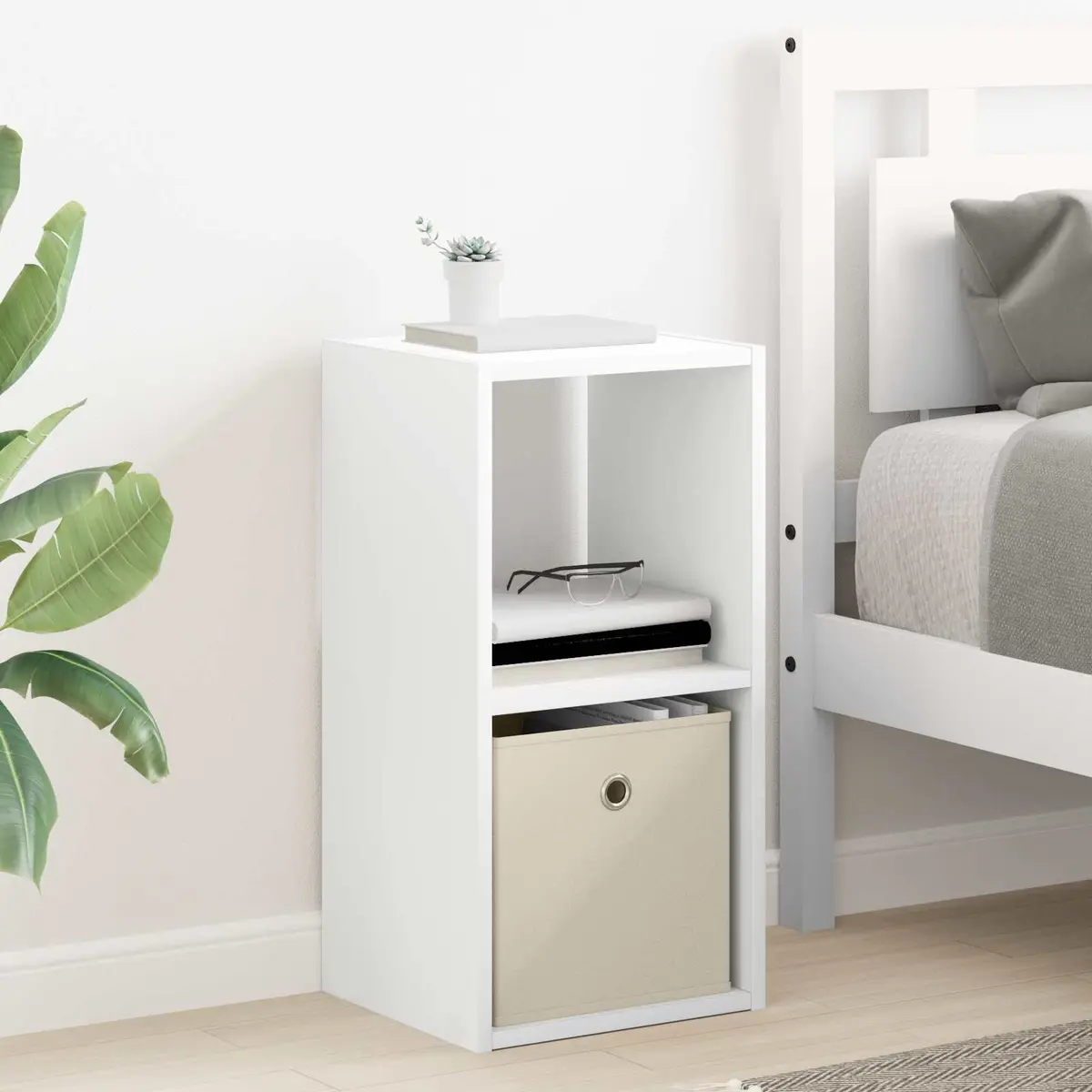 Bedside Table 2 pcs Storage Drawers 30.5 x 27 x 59.5 cm White
