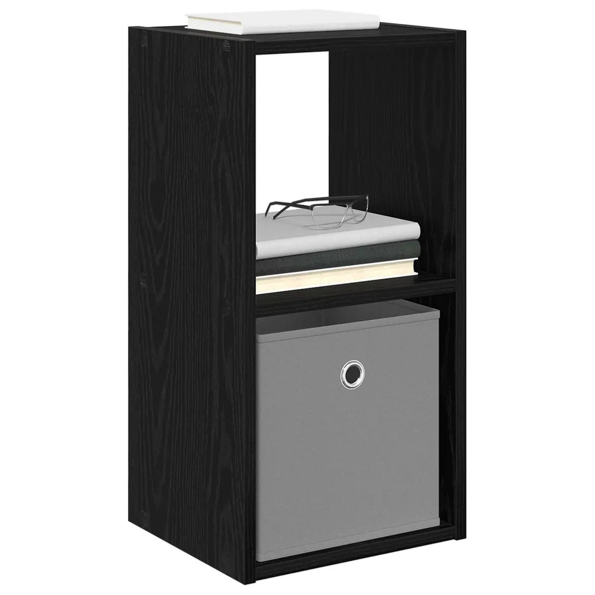 Bedside Table Black Modern Storage Nightstand 30.5 x 27 x 59.5 cm 2 Pieces