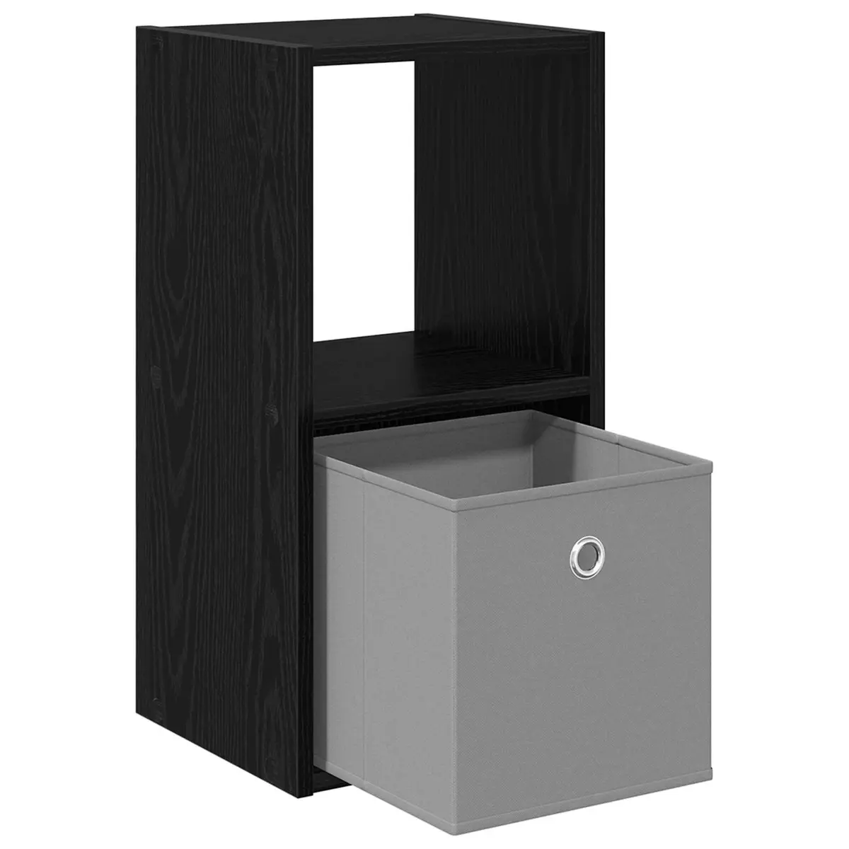Bedside Table Black Modern Storage Nightstand 30.5 x 27 x 59.5 cm 2 Pieces