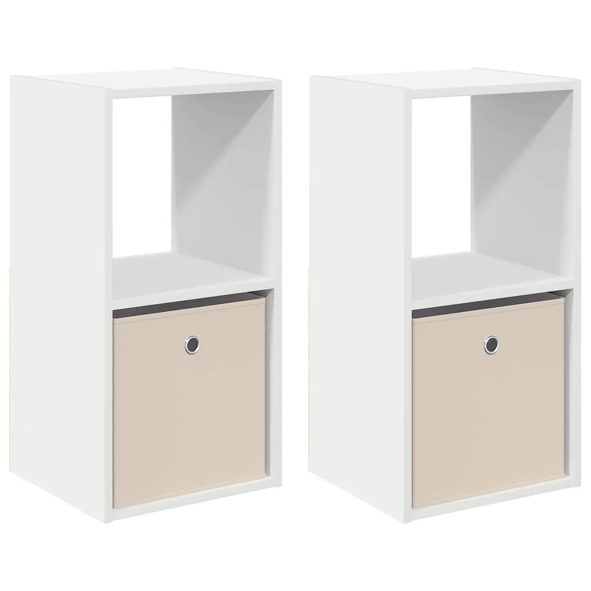 Bedside Table 2 pcs Storage Rectangular 35 x 32 x 68 cm White Engineered Wood