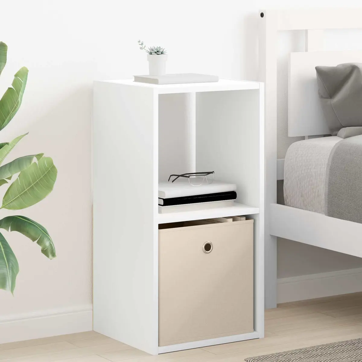 Bedside Table 2 pcs Storage Rectangular 35 x 32 x 68 cm White Engineered Wood