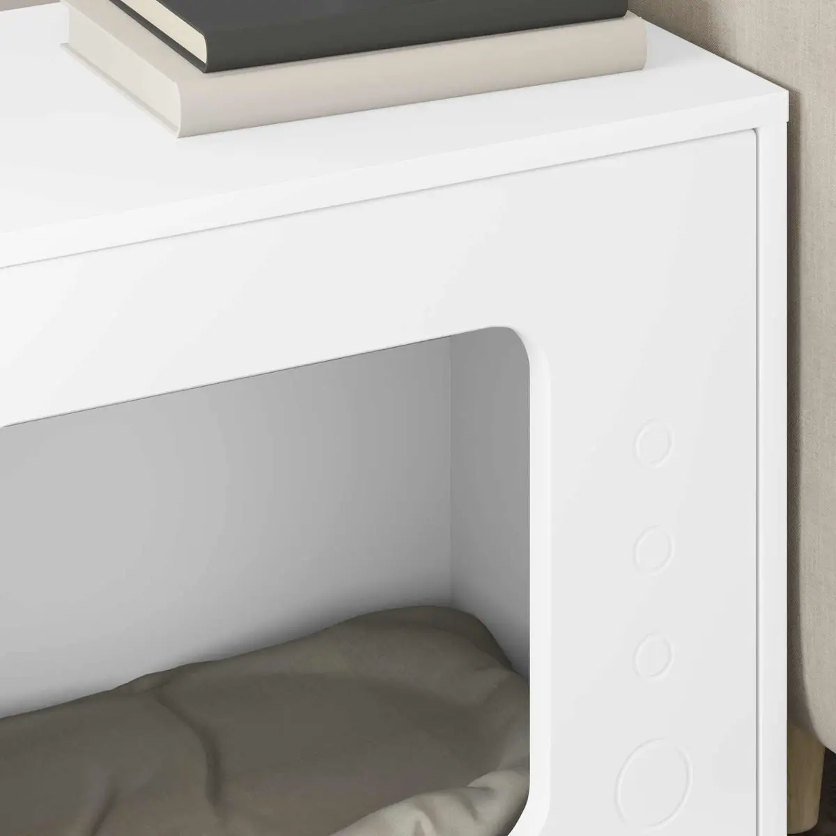Cat House White Modern Indoor Pet Furniture Engineered Wood Cozy Retreat