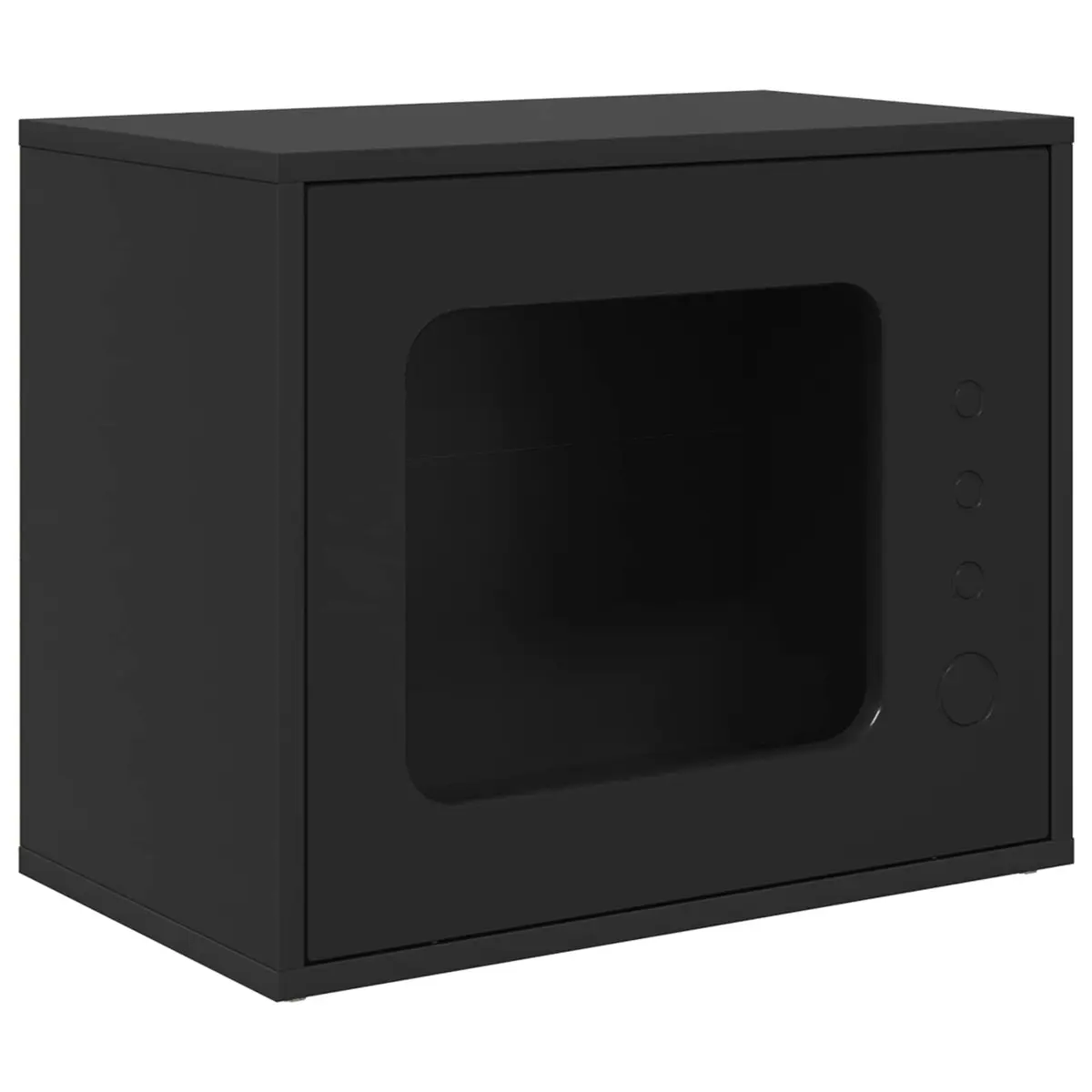 Cat House Indoor Furniture Black Engineered Wood Modern Design Cozy Pet Retreat