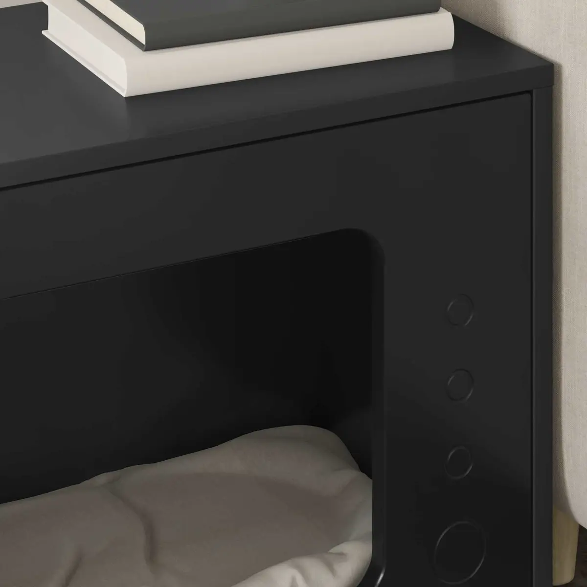 Cat House Indoor Furniture Black Engineered Wood Modern Design Cozy Pet Retreat