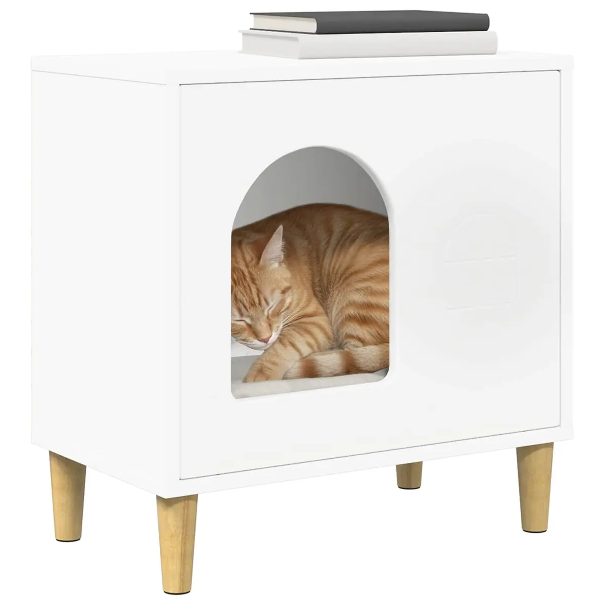 Modern Cat House White 51 x 30 x 52 cm Indoor Kitten Shelter Furniture Hideaway