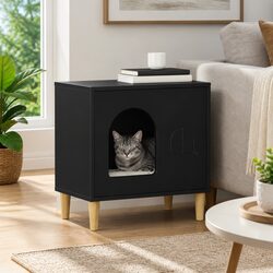 Reliable and Safe Black Cat House for Indoor Use