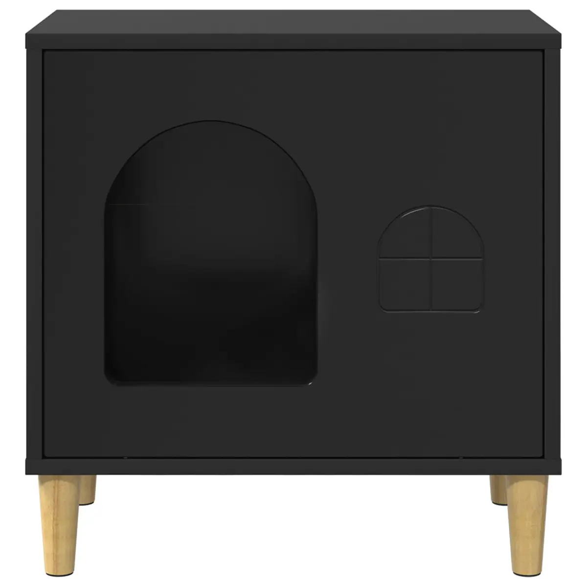 Cat House Black Modern Indoor Pet Furniture Engineered Wood 51 x 30 x 52 cm