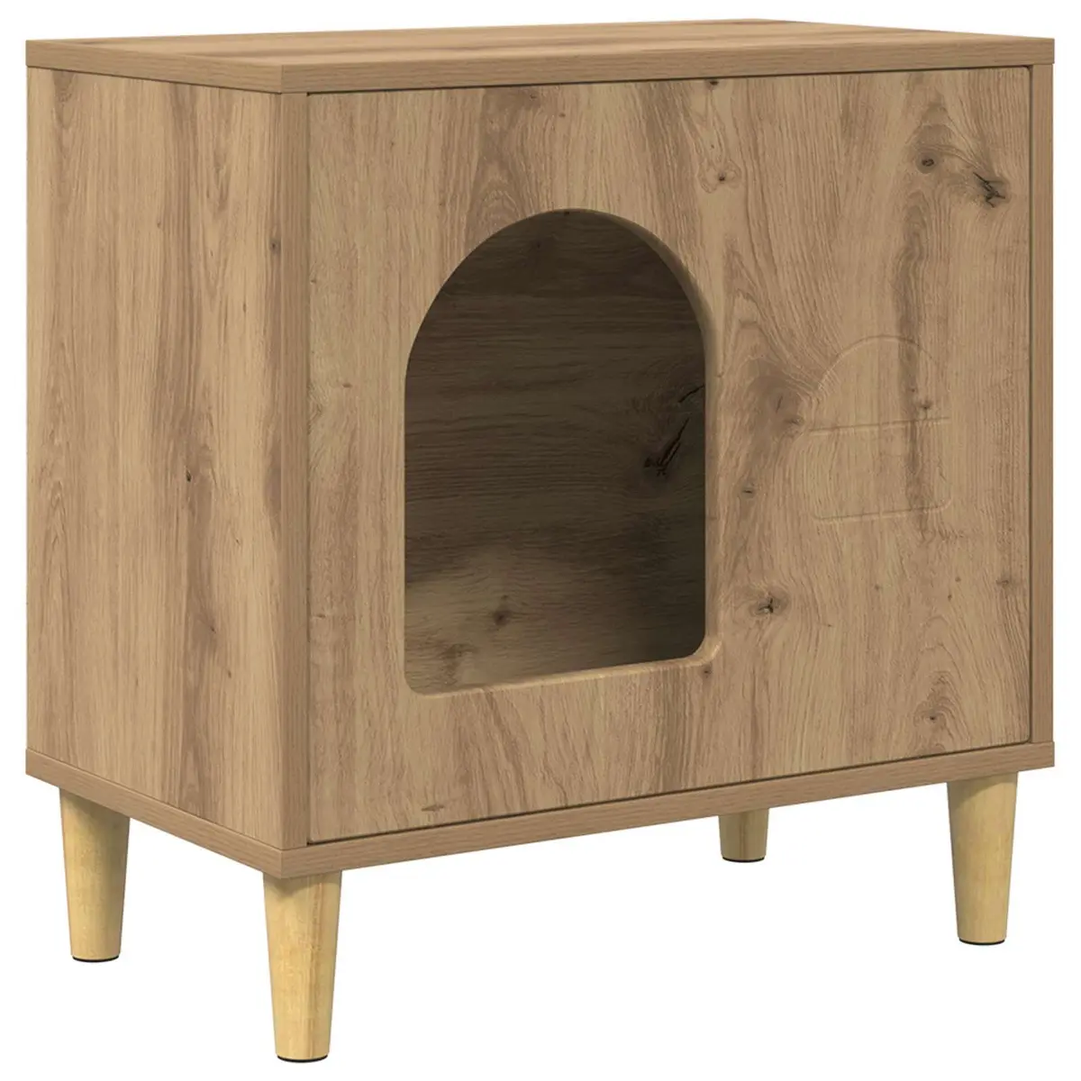 Cat House Modern Indoor Pet Furniture Brown Engineered Wood Hideout Retreat