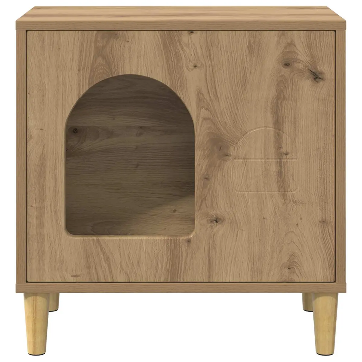 Cat House Modern Indoor Pet Furniture Brown Engineered Wood Hideout Retreat