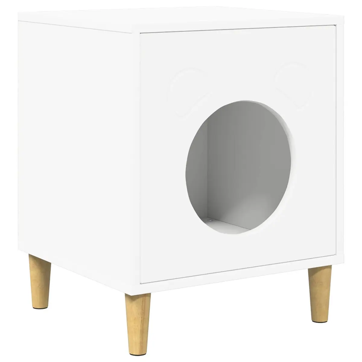 Cat House Indoor Modern Rectangular Engineered Wood Pet Furniture White