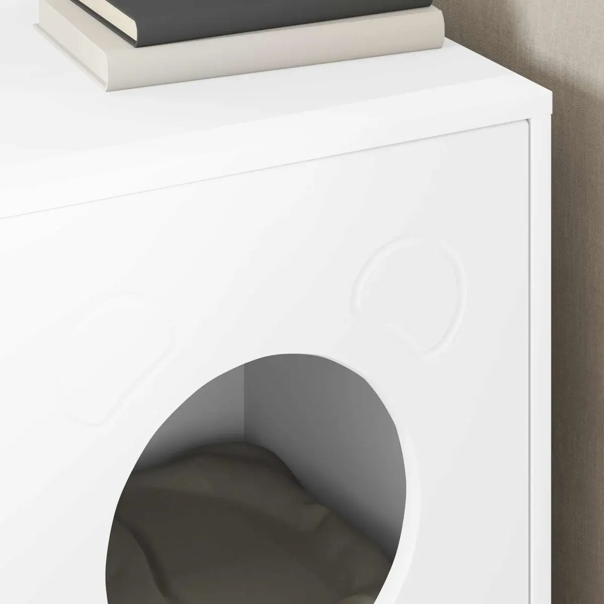 Cat House Indoor Modern Rectangular Engineered Wood Pet Furniture White