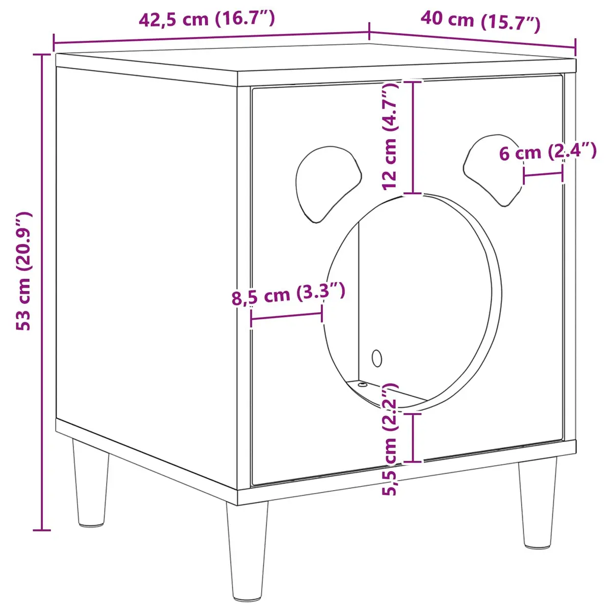 Cat House Indoor Modern Rectangular Engineered Wood Pet Furniture White
