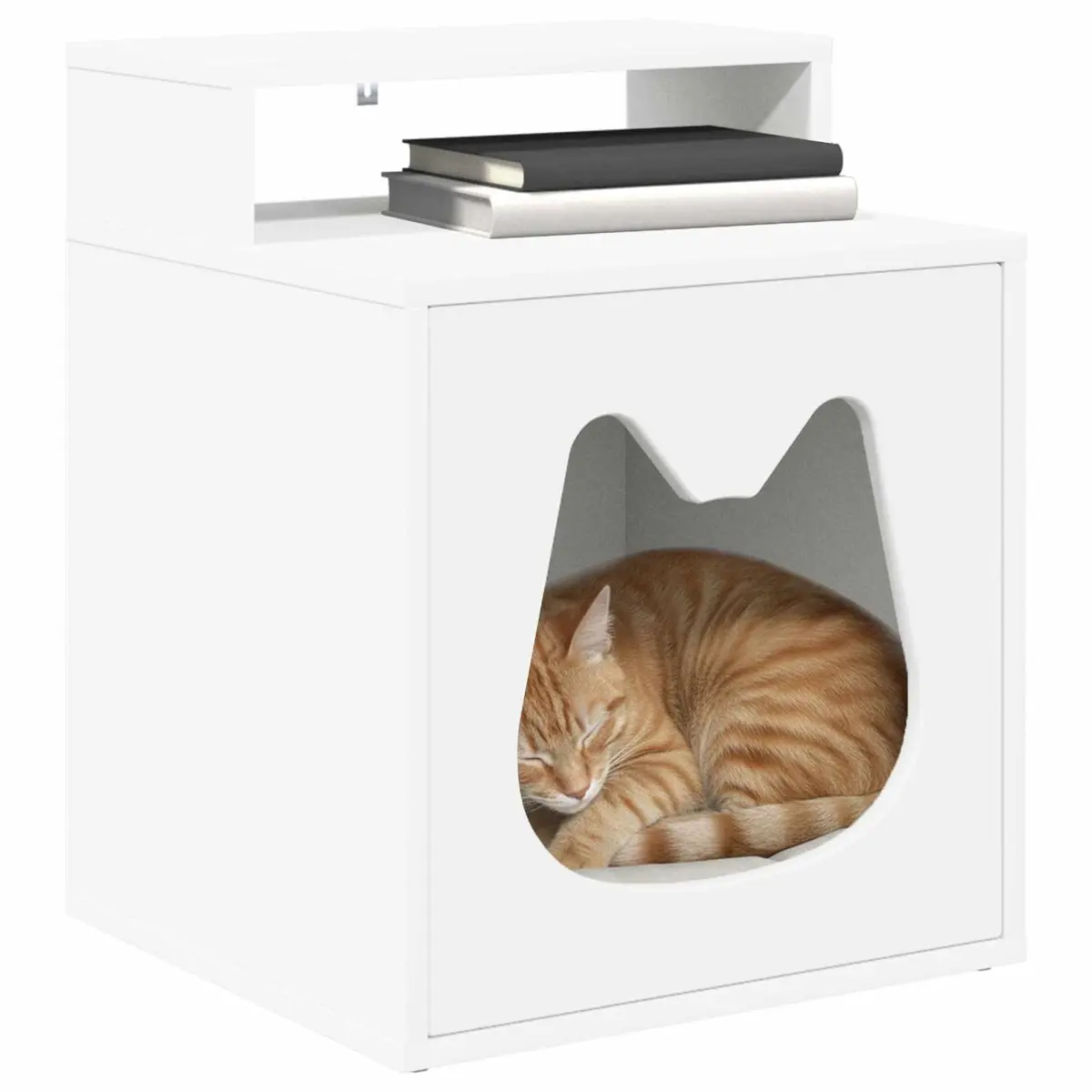 Cat House Indoor Hideaway Rectangular 42.5 x 40 x 53.5 cm White Engineered Wood