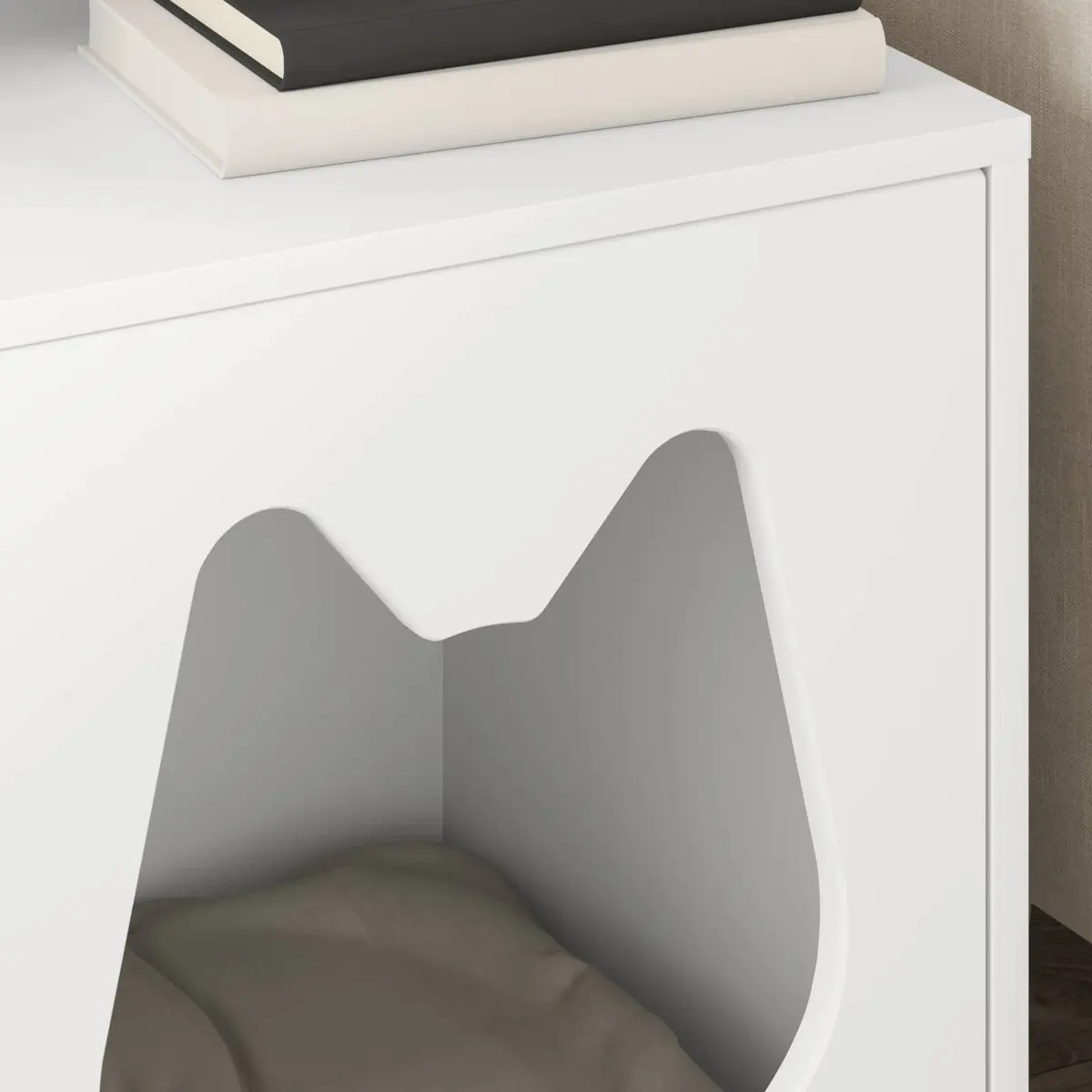 Cat House Indoor Hideaway Rectangular 42.5 x 40 x 53.5 cm White Engineered Wood