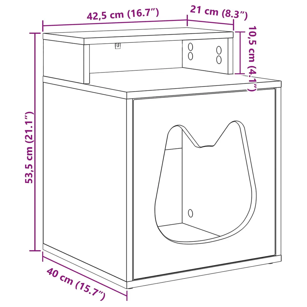 Cat House Indoor Hideaway Rectangular 42.5 x 40 x 53.5 cm White Engineered Wood