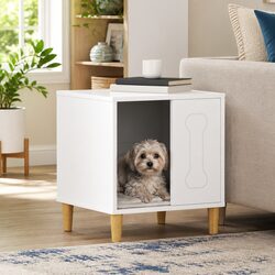 Comfortable White Wooden Dog House - 44x42x49cm