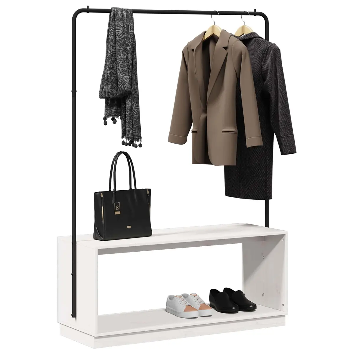 Clothes Rack Organizer Bedroom Storage 113 x 40 x 157.5 cm White Black Modern