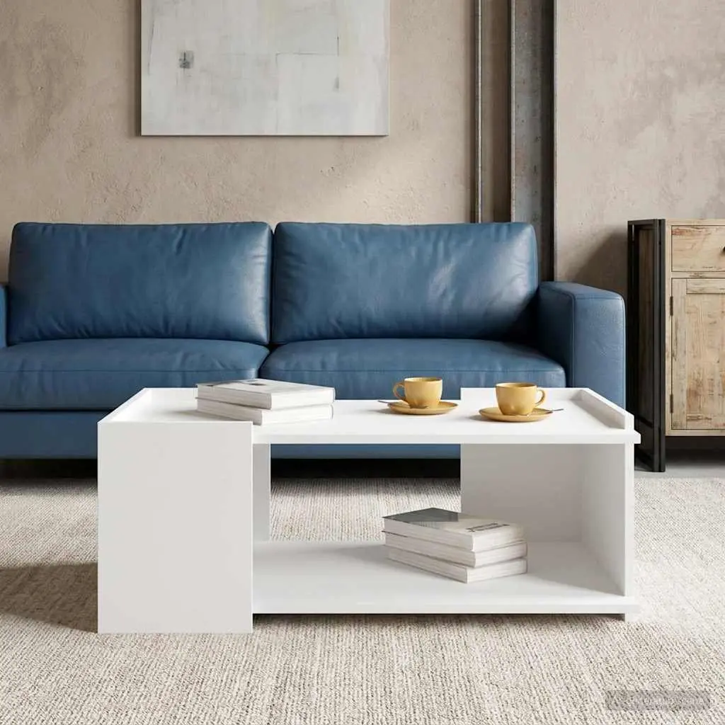 Coffee Table White 90 x 50 x 33 cm Modern Living Room Accent Storage Furniture