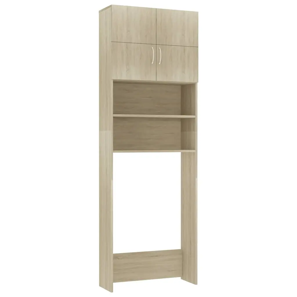 Washing Machine Cabinet Storage Cupboard Bathroom Organizer 64W x 25.5D x 190H cm Sonoma Oak