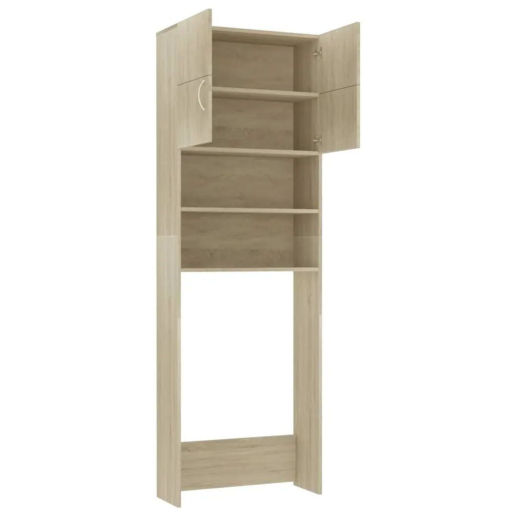 Washing Machine Cabinet Storage Cupboard Bathroom Organizer 64W x 25.5D x 190H cm Sonoma Oak