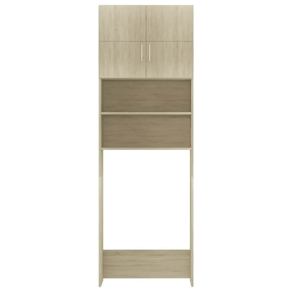 Washing Machine Cabinet Storage Cupboard Bathroom Organizer 64W x 25.5D x 190H cm Sonoma Oak