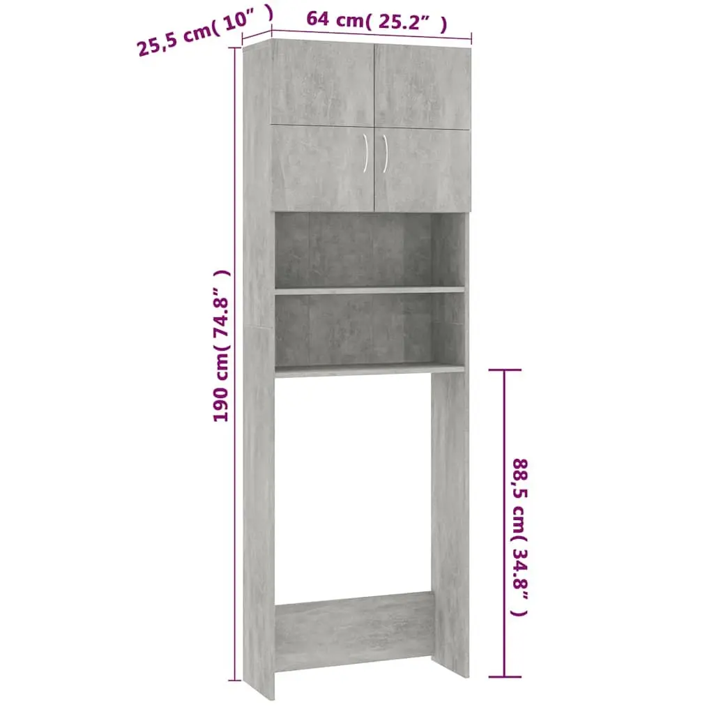 Washing Machine Cabinet Concrete Grey Storage Cupboard Bathroom Laundry