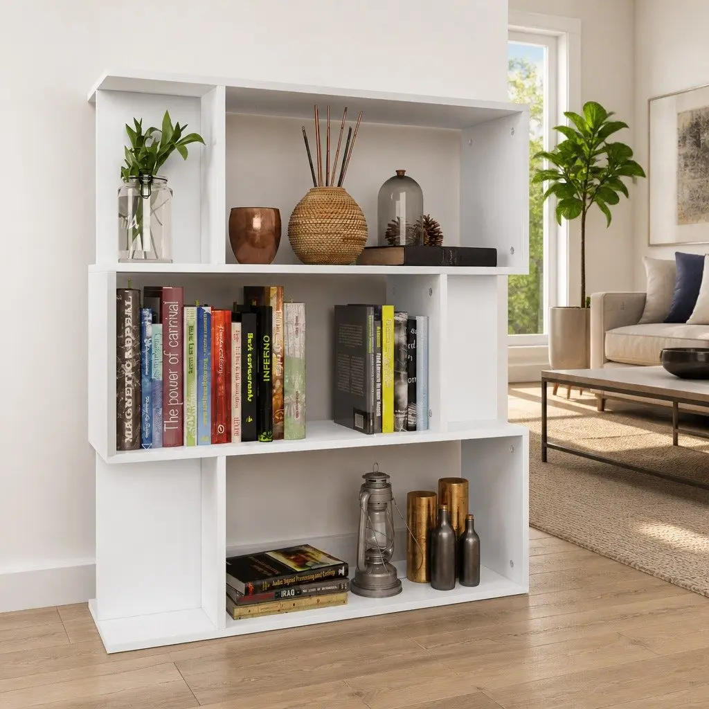 White Book Cabinet Room Divider
